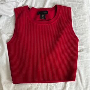 House of Harlow 1960 Cherry Red Ribbed Crop Top